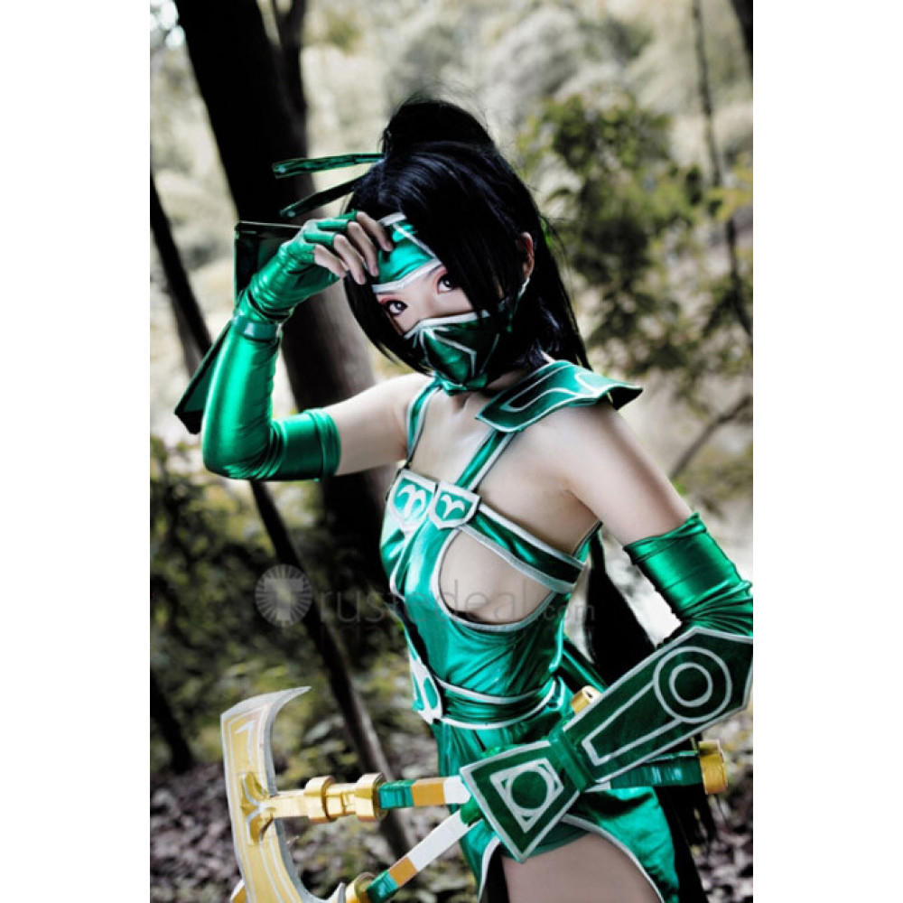 Give rights list Gunpowder League of Legends Akali Green Cosplay Costume