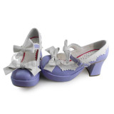 Double Straps Bow Glossy Lolita Shoes