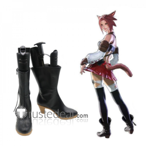 Final Fantasy 14 Miqo'te Black Cosplay Boots Shoes