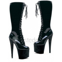 Patent Leather Upper High Heel Closed-toes Platform Sexy Boots(150-4)