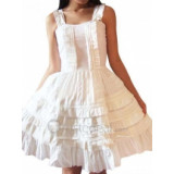 Cotton White Sleeveless Ruffles Lolita Dress(CX435)