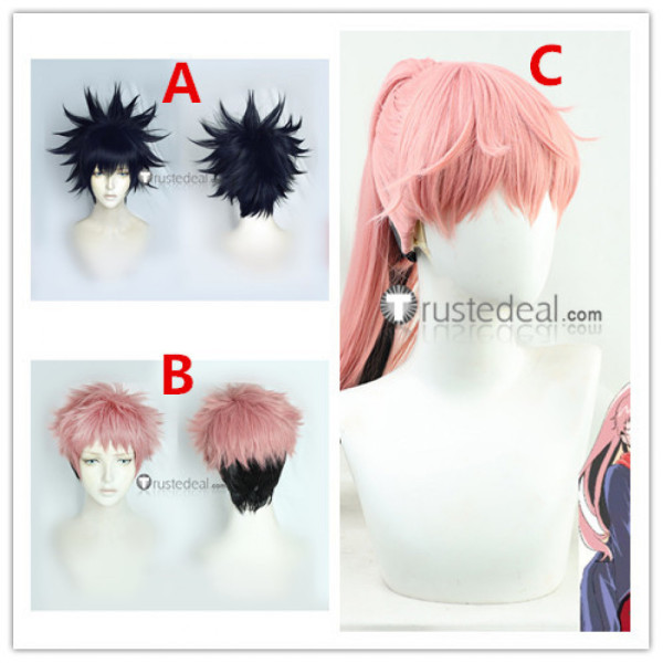 Jujutsu Kaisen King of Curses Megumi Fushiguro Yuji Itadori Genderbend Pink Black Ponytail Cosplay Wigs