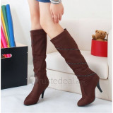 Top quality leather upper PU sole high heel with rhinestone knee boots(JY828)