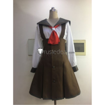 Monogatari Nadeko Sengoku White Brown School Uniform Cosplay Costume