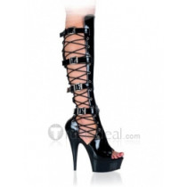 Slick-Surfaced Leather Upper High Heel Open-toes Platform Sexy Sandals(99-46)