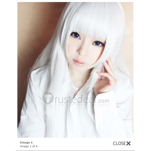 Shining Hearts Melty Long Silver White Curly Cosplay Wig