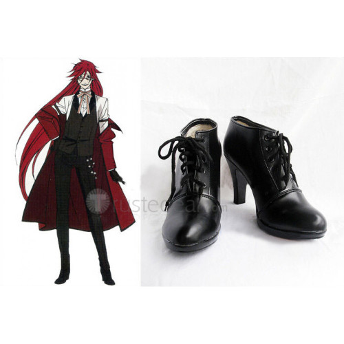 Black Butler Kuroshitsuji Grell Sutcliff Cosplay Black Shoes Heels