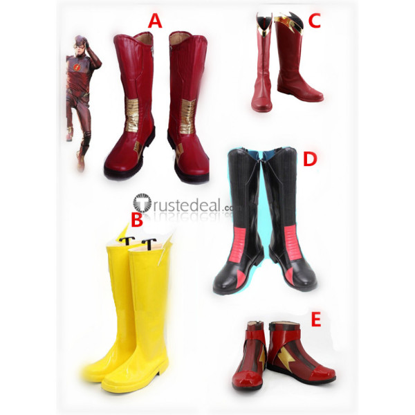 Superhero The Flash Barry Allen Red Cosplay Boots Shoes