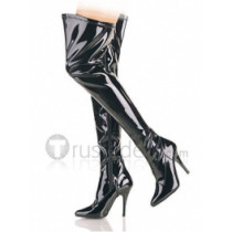 Patent Leather Upper High Heel Thigh-Length Closed-toes Sexy Boots(3407B-WW)