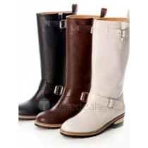 Top quality PU flat heel with double strps boots(D1051)
