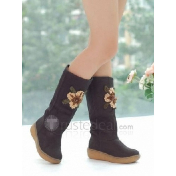 Top quality nuback flat heel pumps boots(JY118)