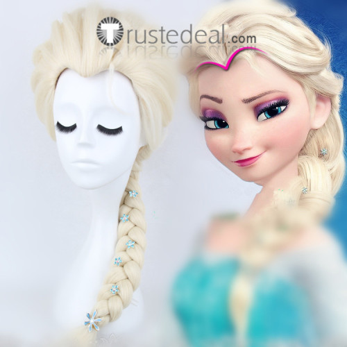 Frozen Disney Princess Elsa Coronation Pale Blonde Cosplay Wigs