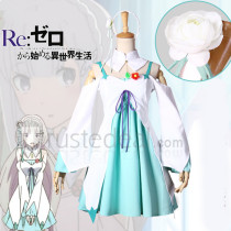 Re Zero Kara Hajimeru Isekai Seikatsu Emilia Daily White Green Cosplay Costume