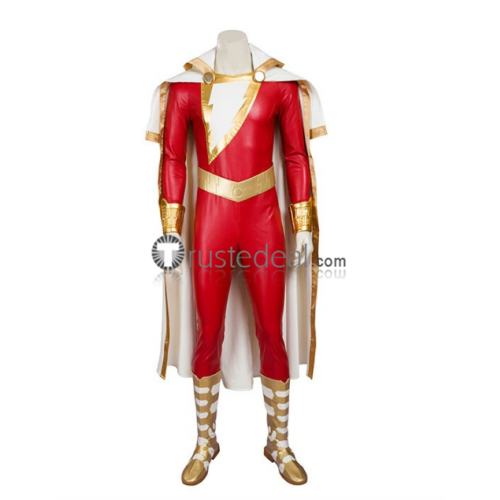 Justice League Captain Marvel Shazam Red White Cosplay Costume
