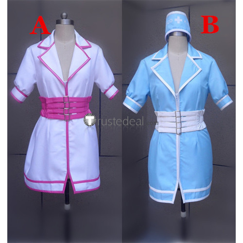Super Sonico Sonico Nurse Blue Pink Cosplay Costumes