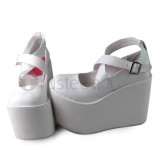 Shiny White Cross Straps Lolita Shoes