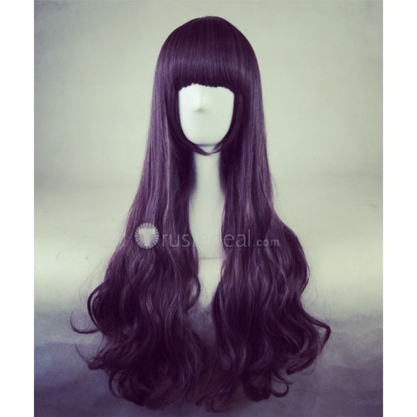 Cardcaptor Sakura Tomoyo Daidouji Long Black Purple Cosplay Wig 80cm