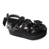 Black Bows High Platform Lolita Shoes