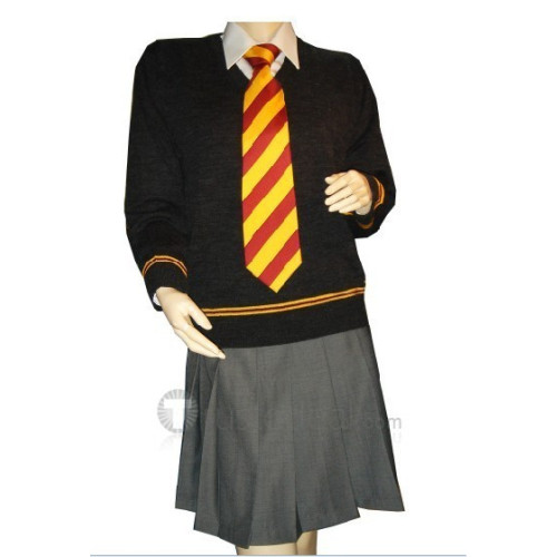 Harry Potter Gryffindor Cosplay Knitwear and Tie and Shirt and Skirt