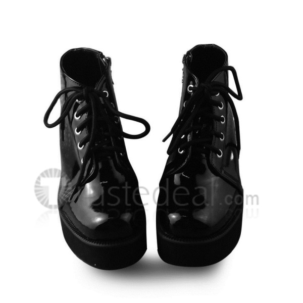 Black Straps High Platform Lolita Shoes