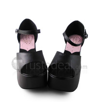 Matte Black High Heel Platform Lolita Sandals