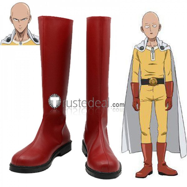 One Punch Man Saitama Red Cosplay Boots Shoes