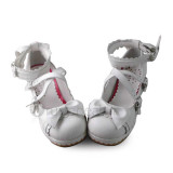 Shiny White Knots Lolita Shoes