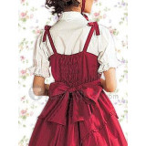 Cotton Red Bow Short Sleeves Lolita Dress(CX651)
