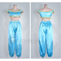 Aladdin Disney Princess Jasmine Blue Cosplay Costume