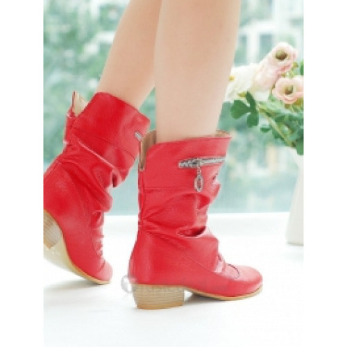 Top quality PU low heel pumps boots(JY69)