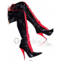 Patent Leather Upper High Heel Thigh-Length Closed-toes Sexy Boots(11855)