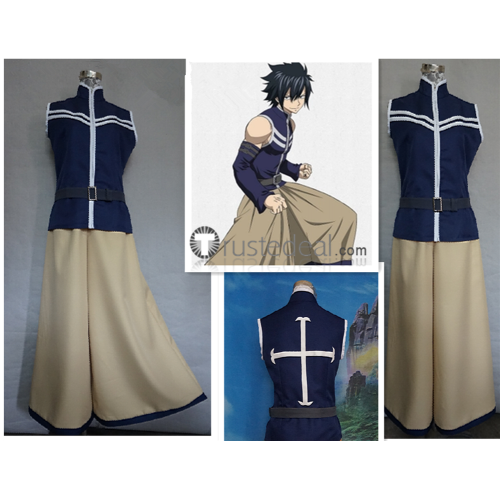 Fairy Tail Gray Fullbuster Blue Cosplay Costume