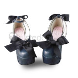 Dark Blue Bow Lolita Shoes