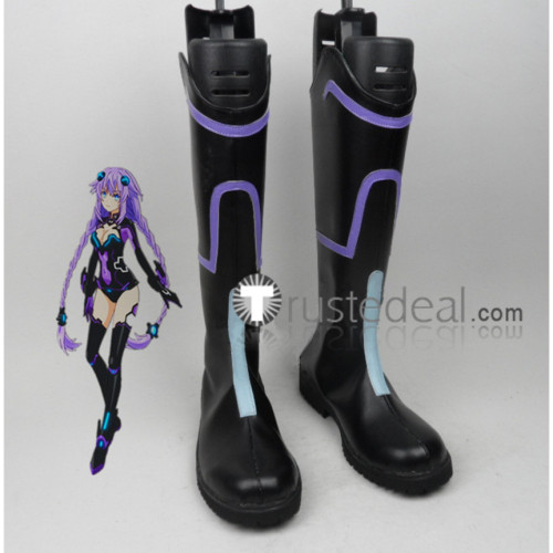 Hyperdimension Neptunia Neptune Purple Heart Black Cosplay Shoes Boots
