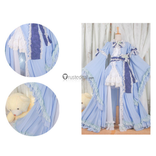 Touhou Project Yuyuko Saigyouji Lolita Blue Dress Cosplay Costume