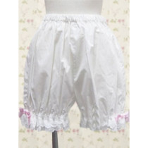 White Cotton Lolita Bloomers with Pleated Lace Pants Edge(CX492)