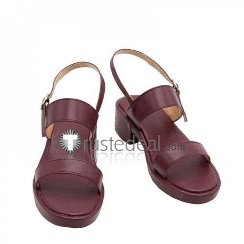 Naruto Shippuden Temari Dark Red Cosplay Shoes