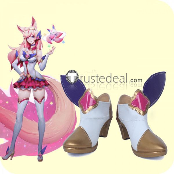 League of Legends Star Guardian Ahri White Golden Cosplay Boots Shoes