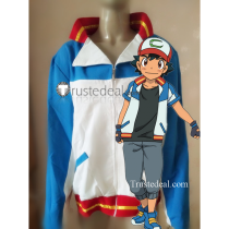 Pokemon The Power of Us Ash Ketchum Blue White Coat Cosplay Costume 6