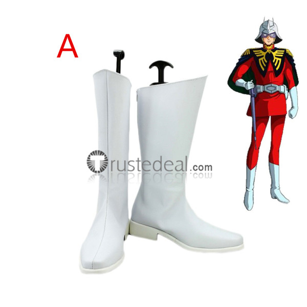 Mobile Suit Gundam Char Aznable White Black Cosplay Boots Shoes