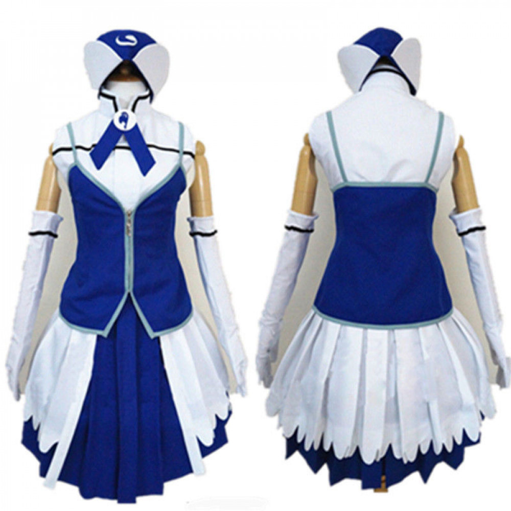 Fairy Tail Juvia Lockser Blue White Cosplay Costume