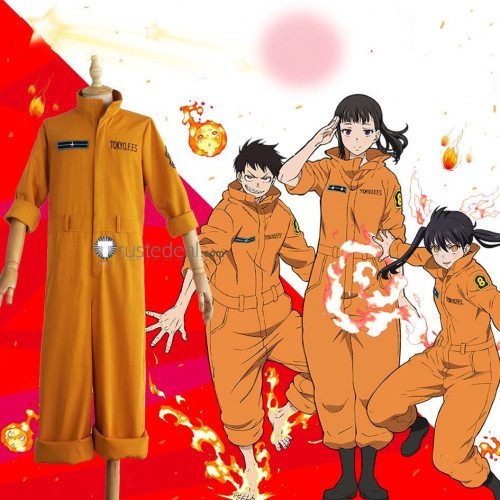 Enen no Shouboutai Shinra Arthur Akitaru Maki Orange Fire Force Bunker Gear Mission Uniform Cosplay Costume