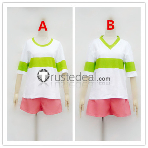 Spirited Away Chihiro Ogino Sen Green Pink Cosplay Costumes