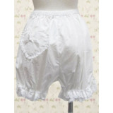 White Cotton Lolita Bloomers with Pleated Lace Pants Edge(CX503)