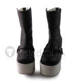 High Platform White Heels Black Lolita Boots