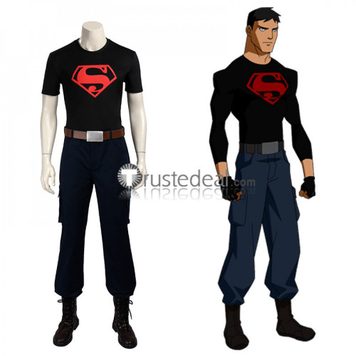 Young Justice Superboy Conner Kent Black Cosplay Costume