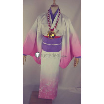 Gugure! Kokkuri-san Kokkuri Female Genderbend Pink White Kimono Yukata Cosplay Costume