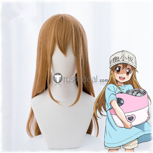 Cells at Work Hataraku Saibou Platelet Long Brown Cosplay Wig