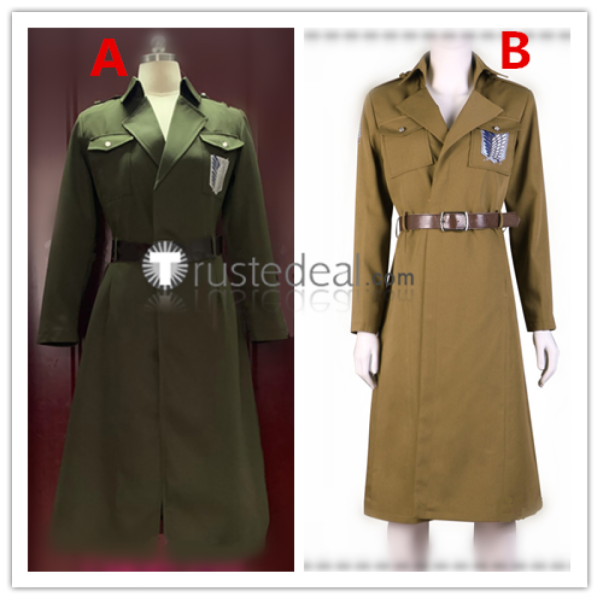 Attack on Titan Shingeki no Kyojin Scouting Legion Eren Jaeger Levi Mikasa Hanji Military Overcoat Cosplay Costumes