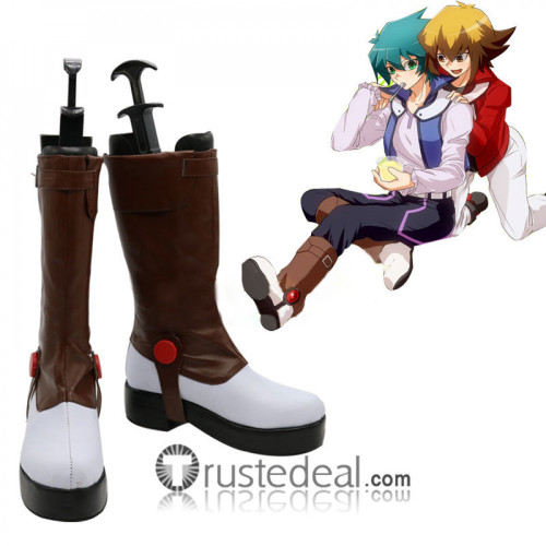 YuGiOh Jesse Anderson Brown White Cosplay Boots Shoes